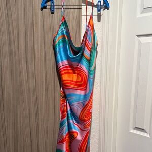 SHEIN Multicolor Swirl Maxi Dress - Blue, Red, Pink, Orange, Green